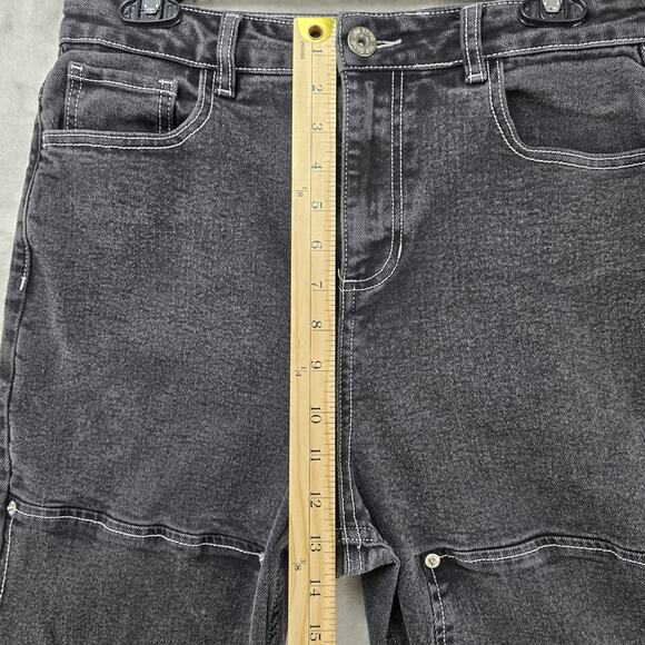 Hot Topic Double Knee Jeans Mens 30x30 Black Straight Carpenter Pants Grunge - Picture 12 of 13